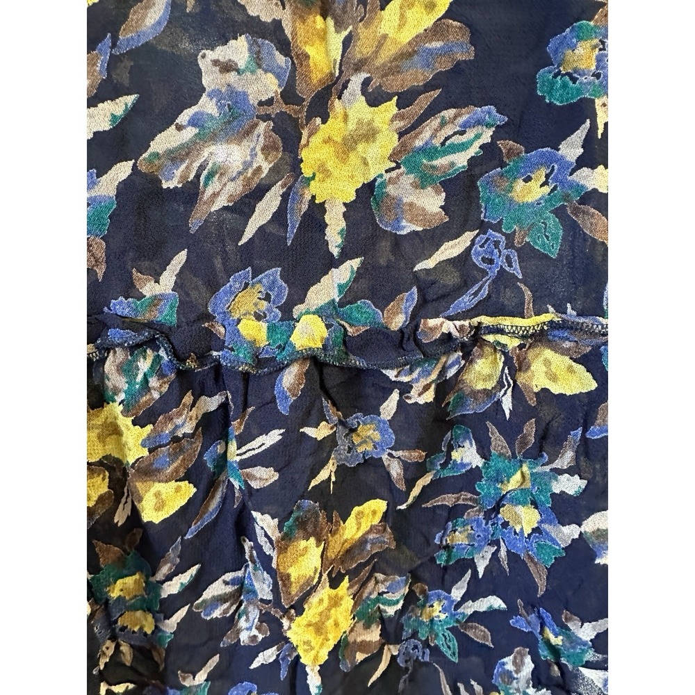 Anthropologie Meadow Rue Top Blue Small Strasser Floral Embroidered Sheer Blouse - Picture 6 of 15